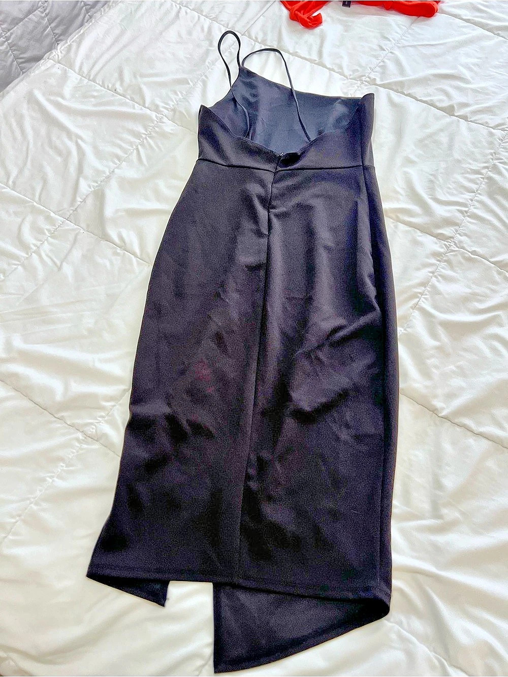 Fashion Nova Black Asymmetrical open leg  Midi Dress size M